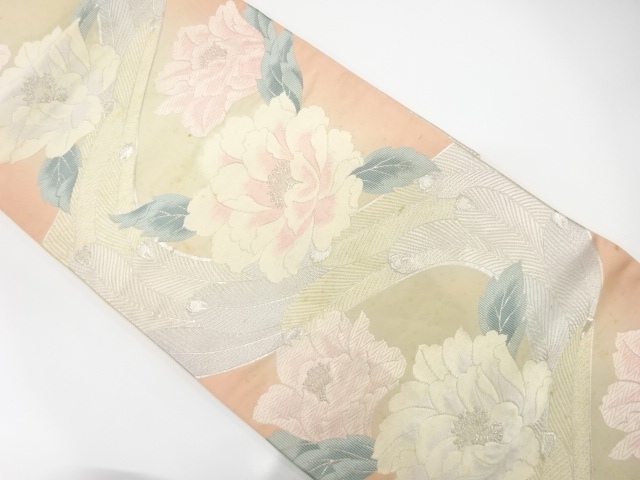 JAPANESE KIMONO / ANTIQUE FUKURO OBI / SILK / WOVEN PEACOCK